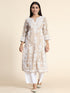 Aanchal in HOK Chikankari Long Kurti for Women Beige & White-2
